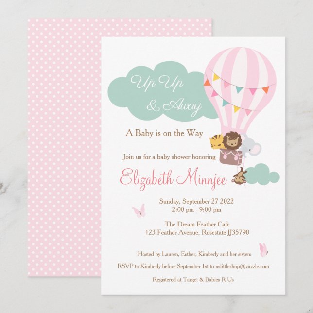 Invitation au Baby shower animal de la jungle de l (Devant / Derrière)