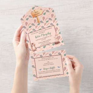 Invitation au baby shower animal des bois, Boho Al