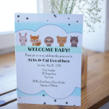 Invitation au Baby shower animal doux