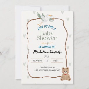 Invitation au Baby shower animal mignon