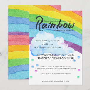 Invitation au Baby shower arc-en-ciel
