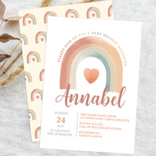 Invitation au Baby shower arc-en-ciel Boho moderne
