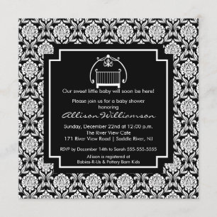 Invitation au Baby shower bébé Damask Crib