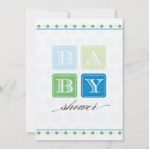 Invitation au Baby shower Blocs Bleus et Vert