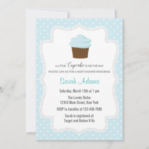 Invitation au Baby shower Blue Cupcake