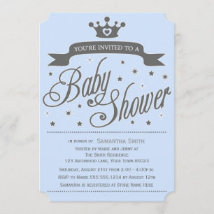Invitation au Baby shower Blue & Grey Little Princ