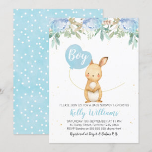 Invitation au Baby shower Boys Bunny