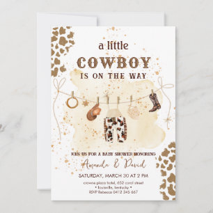 Invitation au Baby shower Brown de Cowboy Western