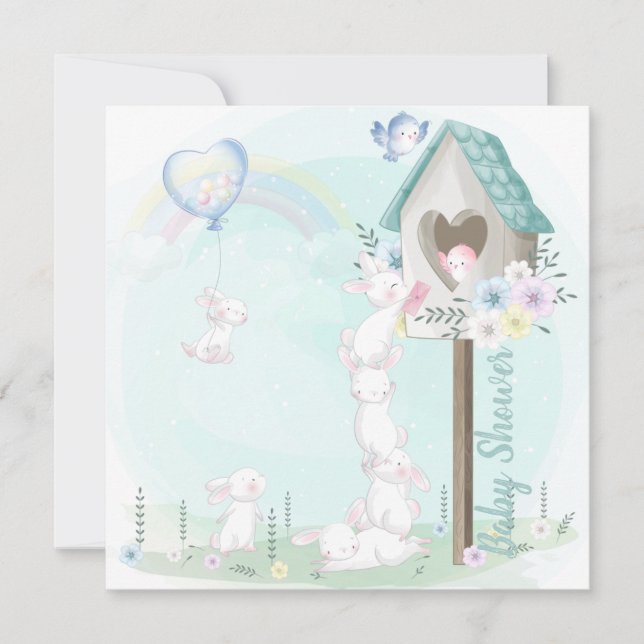 Invitation au Baby shower Bunny (Devant)