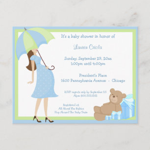 Invitation Au Baby shower Cadeau Bleu Et Ours Tedd