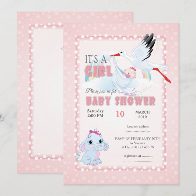 invitation au baby shower, c'est un garçon (Devant / Derrière)