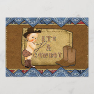 Invitation au Baby shower Cowboy