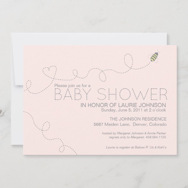 Invitation au Baby shower d'abeilles miel (Devant)