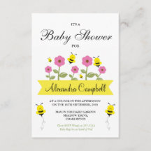 Invitation au Baby shower d'abeilles mignons