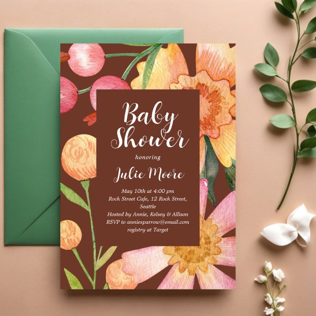 Invitation au Baby shower d'alimentation des fleur (Créateur téléchargé)
