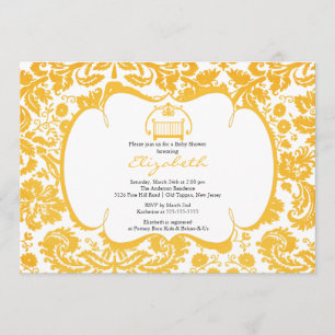 Invitation au Baby shower Damas Orange Crib Girl