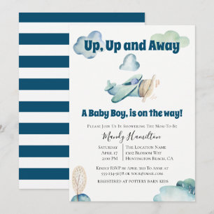 Invitation Au Baby shower D'Avion En Haut Et En Ba