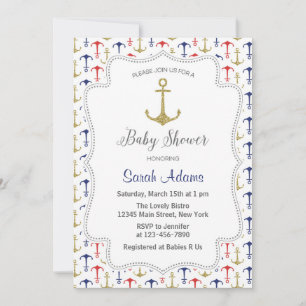 Invitation au Baby shower de Ancre nautique