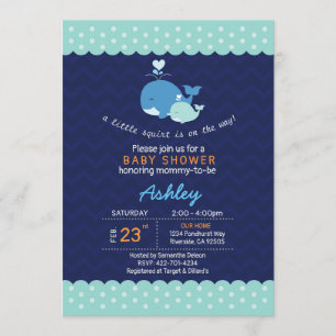 invitation au baby shower de baleine