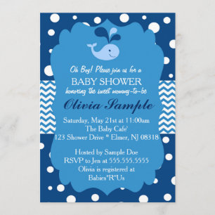 Invitation au Baby shower de baleine, Baby shower