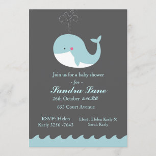 Invitation au Baby shower de baleines bleues