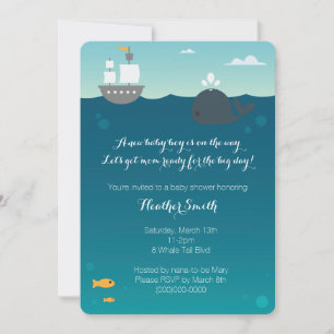 Invitation au Baby shower de baleines nautiques