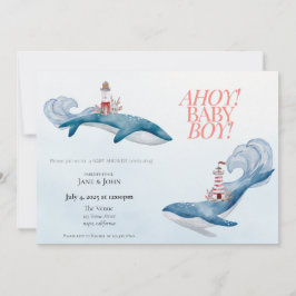 Invitation au Baby shower de baleines nautiques