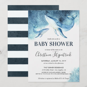 Invitation au Baby shower de baleines océaniques
