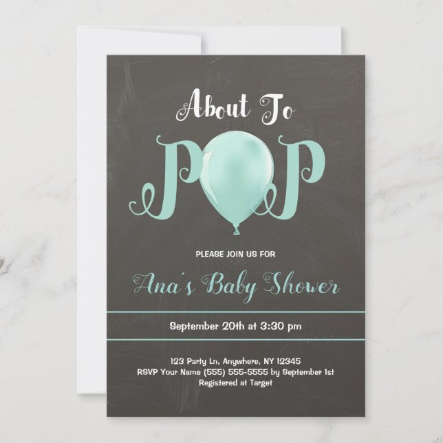 Invitation au Baby shower de ballon pop | Mention (Devant)