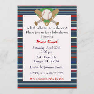 Invitation au baby shower de base-ball All Star