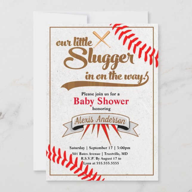 Invitation au Baby shower de baseball Little Slugg (Devant)