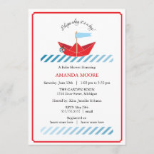 Invitation au Baby shower de bateau à papier
