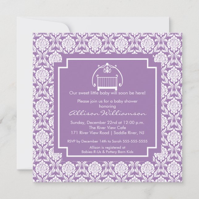 Invitation au Baby shower de bébé de Damask Crib G (Devant)