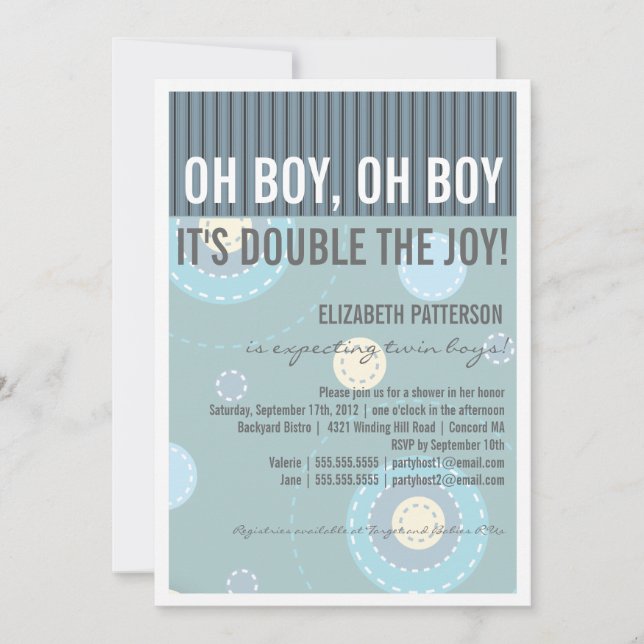 Invitation au Baby shower de bébé Twin de Modern M (Devant)