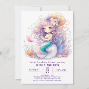 Invitation au Baby shower de berceuses de la sirèn