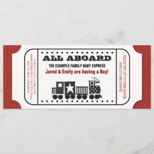 Invitation au Baby shower de billets de train vint