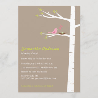 Invitation au Baby shower de Birch d'Oiseaux moder