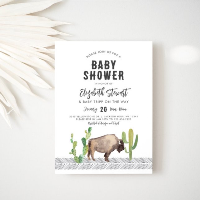 Invitation au Baby shower de bison Buffalo (Buffalo Baby Shower Invitation)
