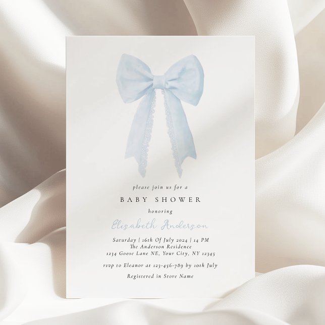 Invitation au Baby shower de Bleu Bow (Créateur téléchargé)