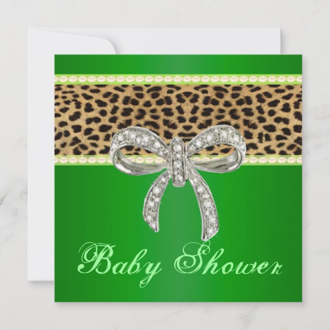 Invitation au Baby shower de boue de diamant léopa (Devant)