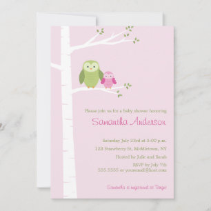 Invitation au Baby shower de bouleau d'Owl moderne