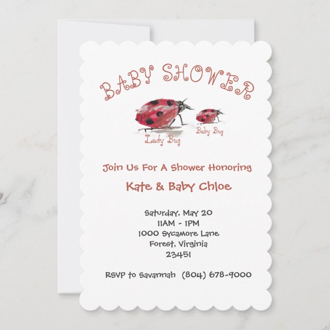 Invitation au Baby shower de bugs et de bébés (Devant)