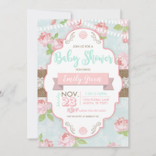 Invitation au Baby shower de Burlap de Shabby Chic
