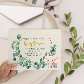 invitation au Baby shower de Calyptus d'éléphant m
