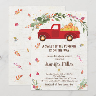 Invitation au Baby shower de camion Citrouille d'a