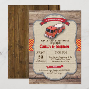 Invitation au baby shower de camion de pompiers. r