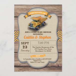 Invitation au baby shower de camion de vidange. Ré