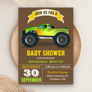 Invitation au Baby shower de camion vert