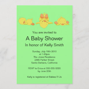 Invitation au Baby shower de canard jaune