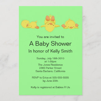 Invitation au Baby shower de canard jaune